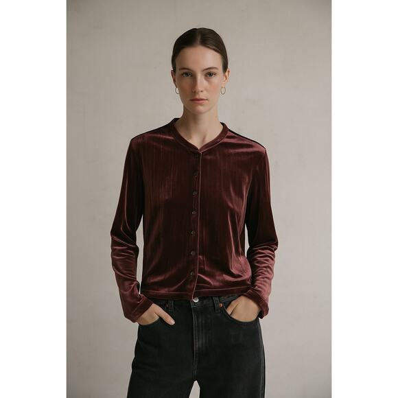 J. Jill Tops - J. Jill Womens Velvet Top Small Purple Button Up Vintage 90s Y2K Witchy Vampire